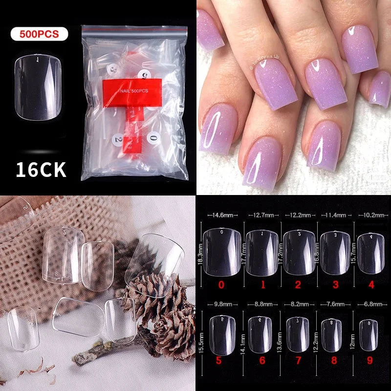 500Pcs False Nail Extension French Natural Transparent Stiletto Coffin False Nails Tips Long Acrylic UV Gel Nail Polish Manicure-Nail Inspo