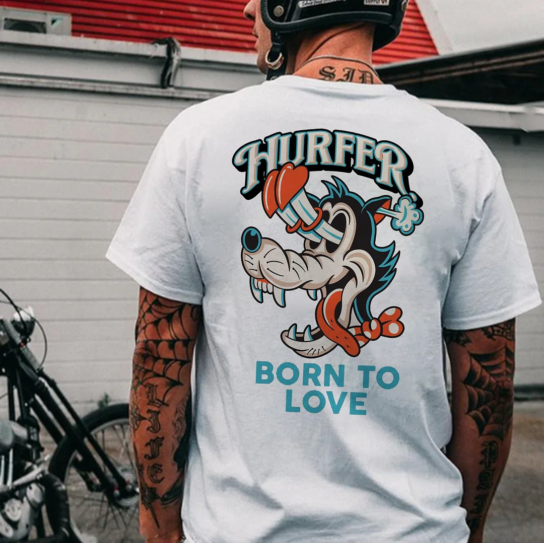 HURFER BORN TO LOVE Wolf Print Men's T-shirt