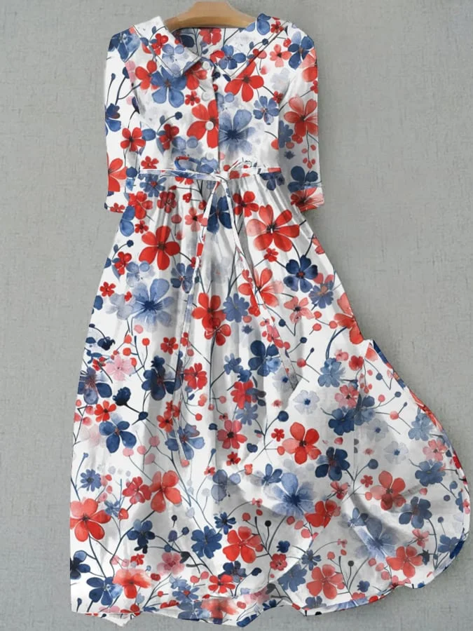 Women's Independence Day Floral Casual Dress