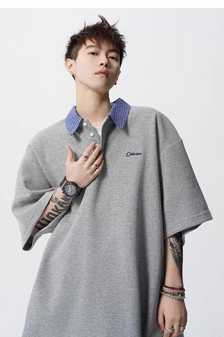 Short Sleeve Polo Shirt for Men Relaxed Knit Top