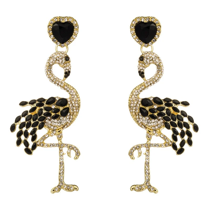 Dvacaman Bohemian Cute Fashion Animal Parrot Bird Drop Earrings Women Shiny Rhinestone Fringed Statement Tassel Earrings Jewelry