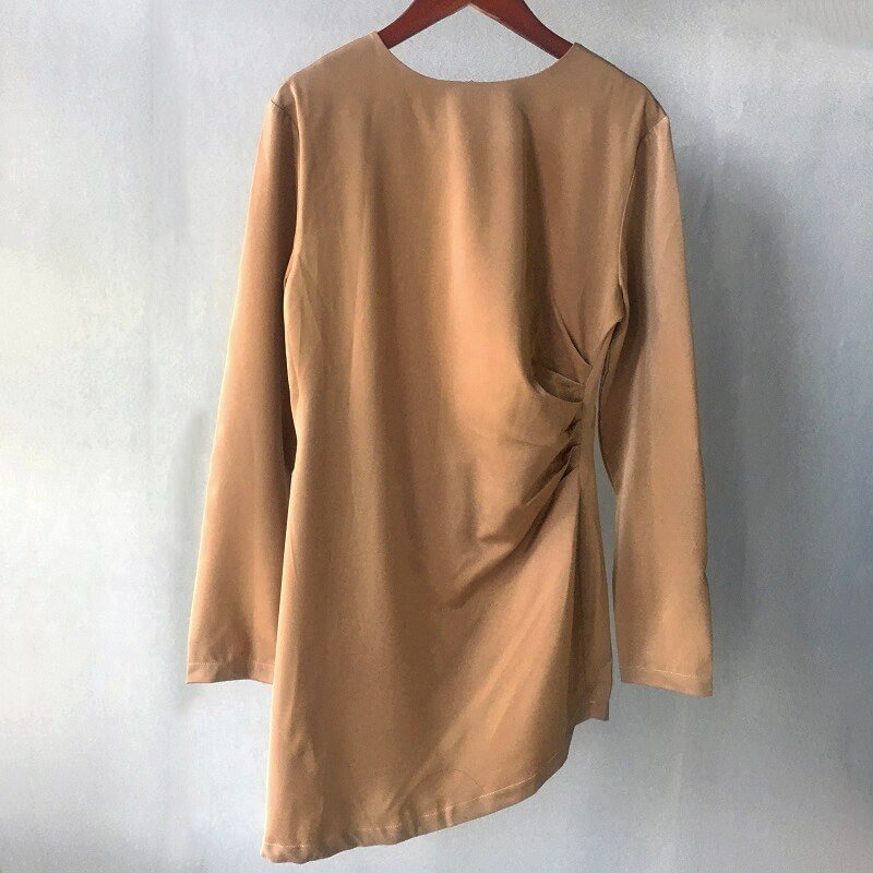 Toppies 2021 Spring Women Satin Dress Sexy Long Sleeve Wrap Robe Female Elegant Fashion Ladies Dress