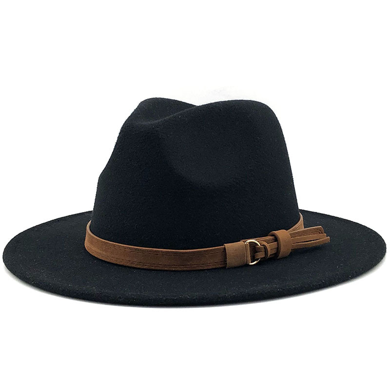 Multi-Color Hat Suede Belt Woolen Hat British Style Jazz Hat