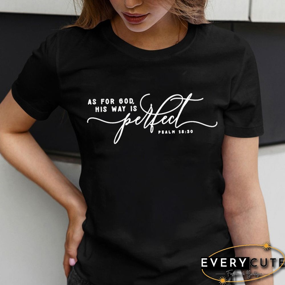 Womens Short Sleeved God Shirts Christian Saying Printed Tops Women Casual Solid Color
