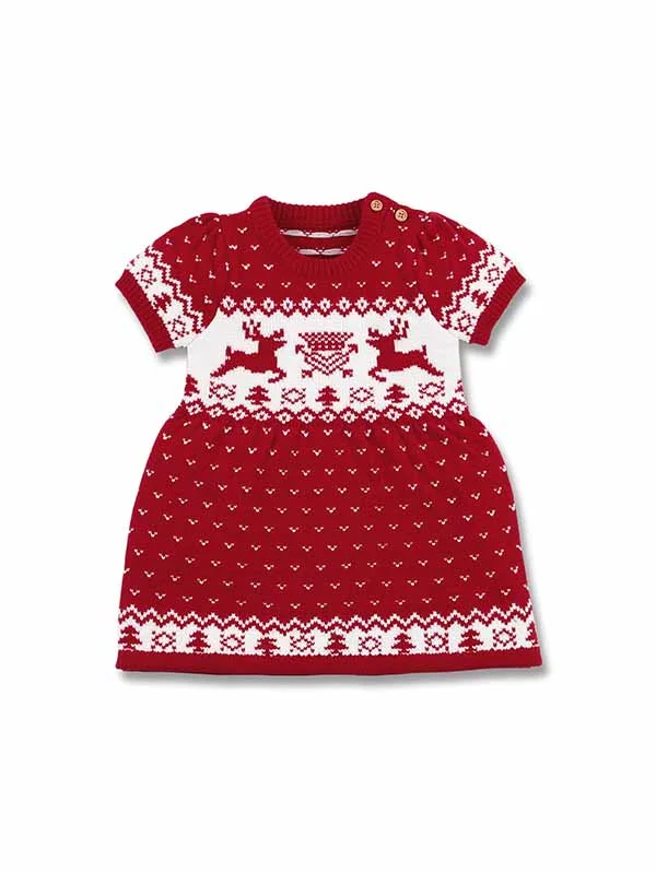 Baby Girls Christmas Sweater Dress Cute Ugly Sweater Outfits-elleschic