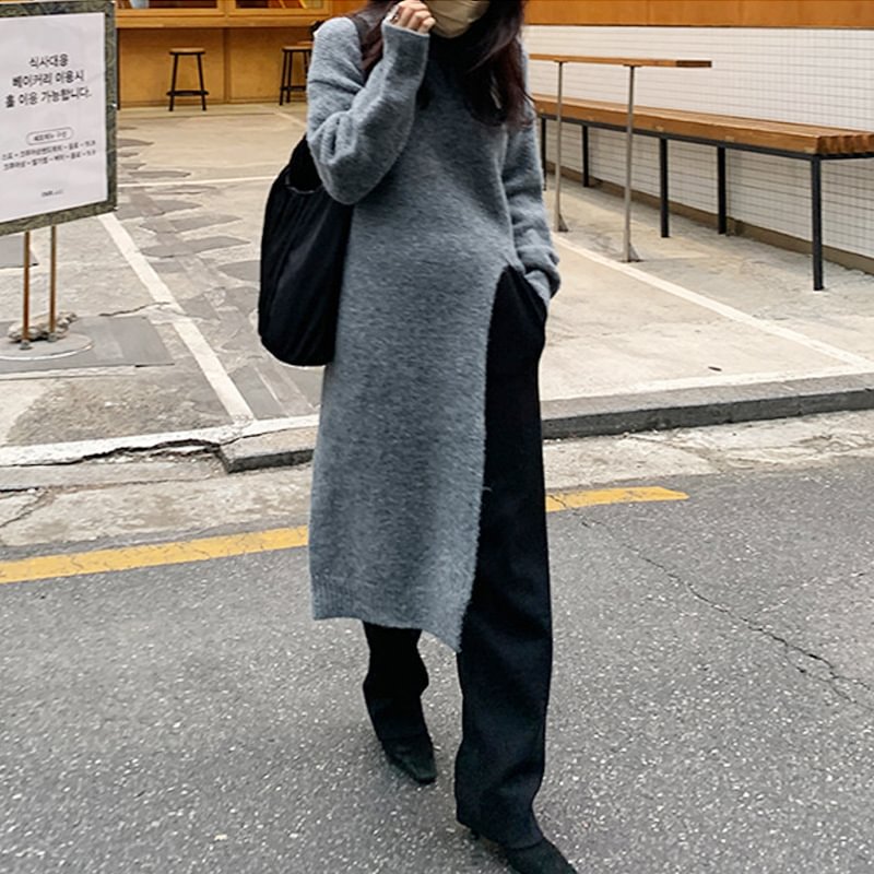 Fashion Slit Mid-Length Dress