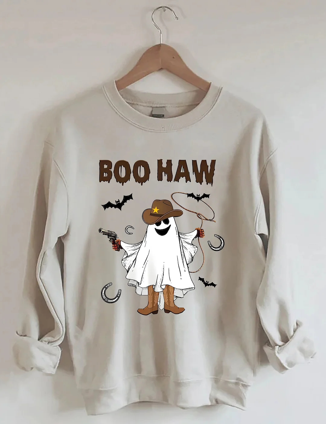 Halloween BOO Haw Western Cowboy Ghost Sweatshirt