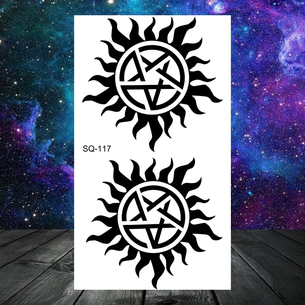 Sdrawing Seahorse Whale Temporary Tattoos For Women Men Cross Anchor Skeleton Thorns Elephant Fake Tattoo Fashion Tatoos Paper