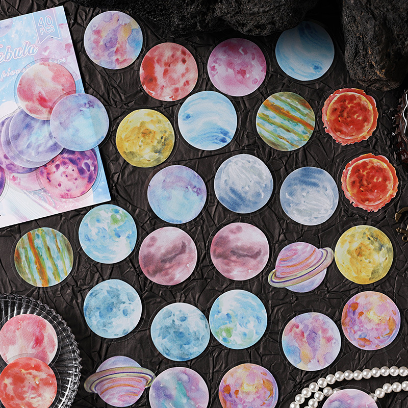 PET 스티커 - 별의 비밀 시리즈 빈티지 컬러풀 문