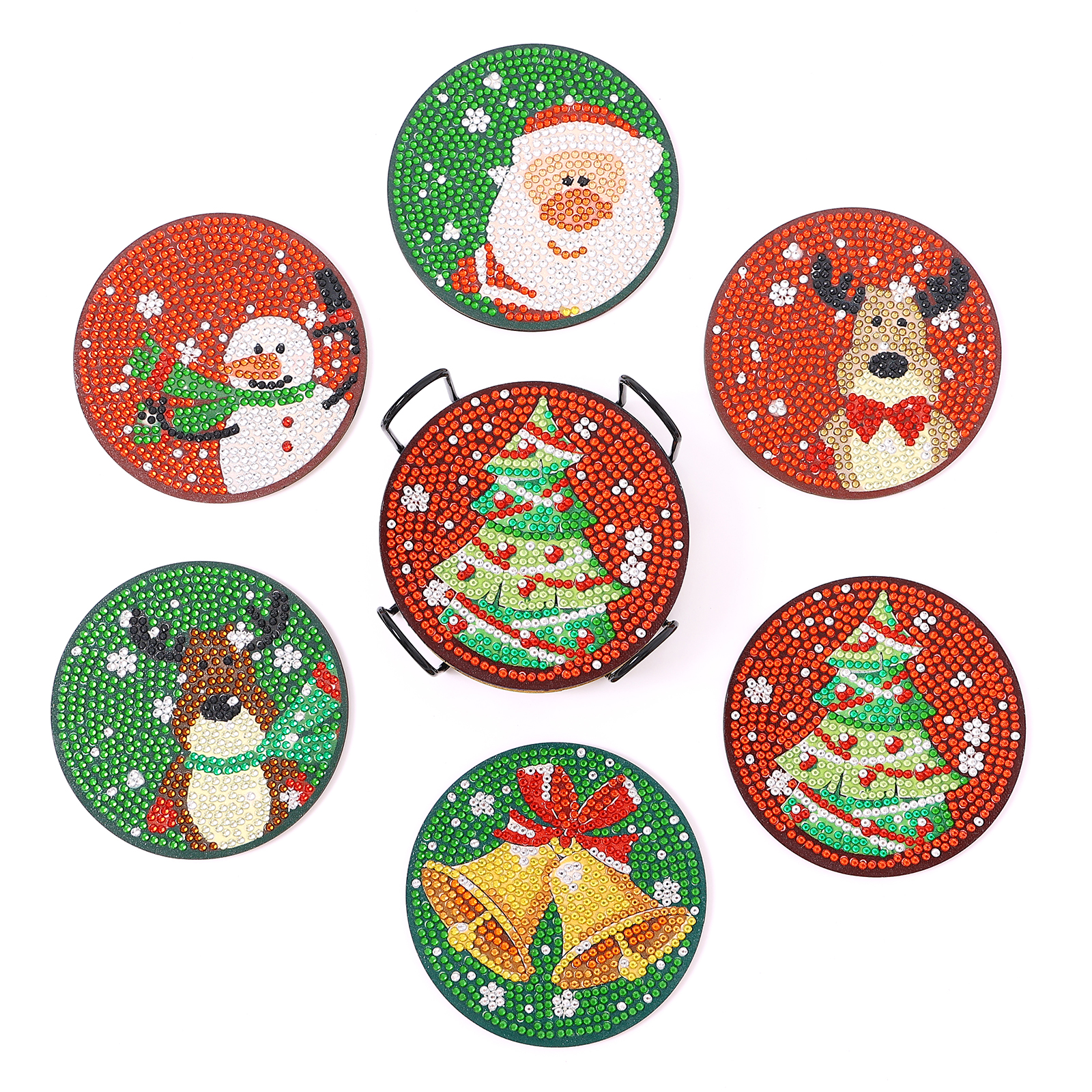 6 pcs set DIY Special Shaped Diamond Painting Coaster Christmas