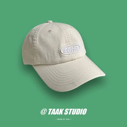 Washed Hat Womens Spring and Summer Sun-Poof Peaked Cap Korean Street Letter Embroidered Baseball Cap Hong Kong Style