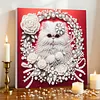 Kit de peinture en perles en forme sp&eacute;ciale pour chat blanc DIY avec un cadre 25x25cm