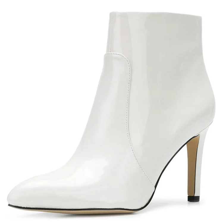 White Patent Stiletto   Ankle Boots Vdcoo
