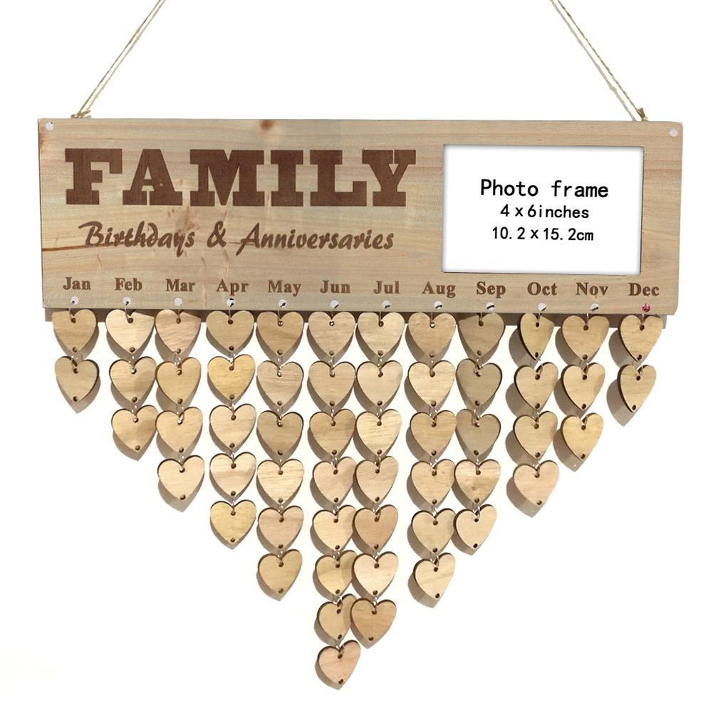 

Wooden Photo Frame Calendar Pendants Carved Text Message Board Home Decor, 501 Original