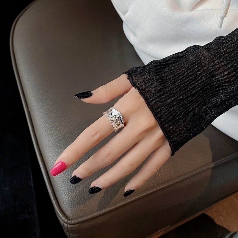 18K Gold Plated Silver Plated 925 Sterling Silver Irregular Solid Color Wide Band Rings Open Rings Rings