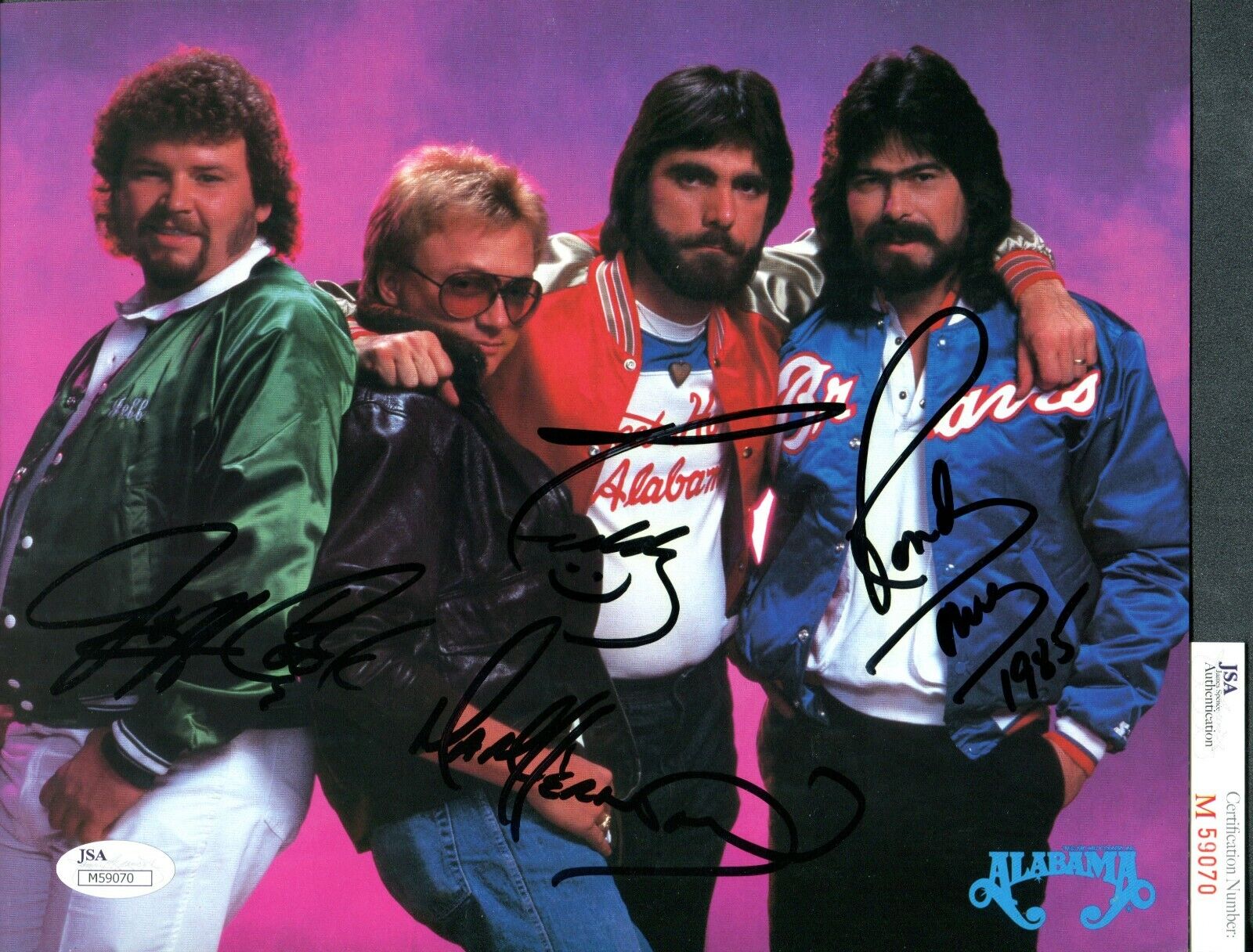 JSA Alabama 8x10 Photo Poster painting Randy Owen Jeff Cook Teddy Gentry Mark Herndon TRB 001