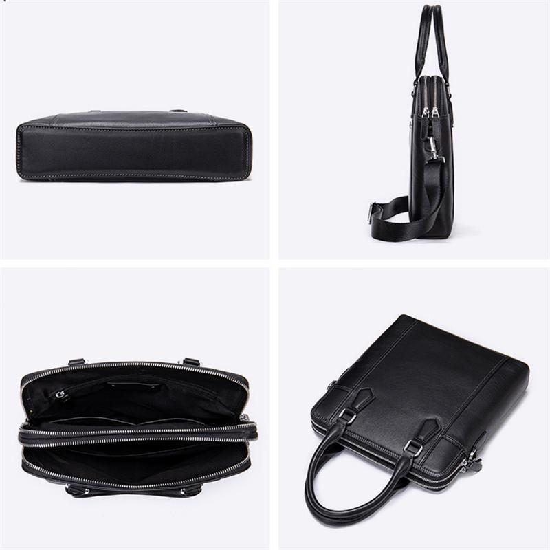 Mens Classic  Business 14 Inch Laptop Briefcase Leather Shoulder Packs