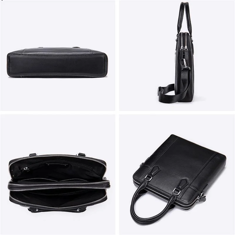 Mens Classic  Business 14 Inch Laptop Briefcase Leather Shoulder Packs