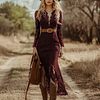 Women's Vintage Elegant Lace Mermaid Dress For A Rustic Walk by Inlyline