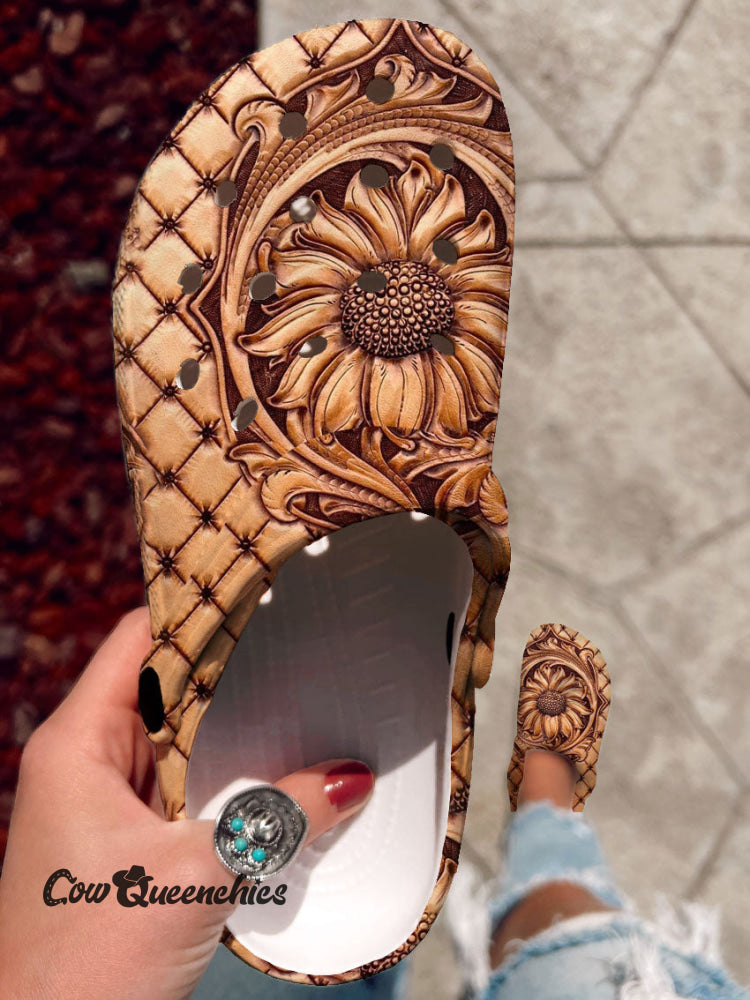 Vintage Art Print Casual Hole Slippers Multicolor / 36