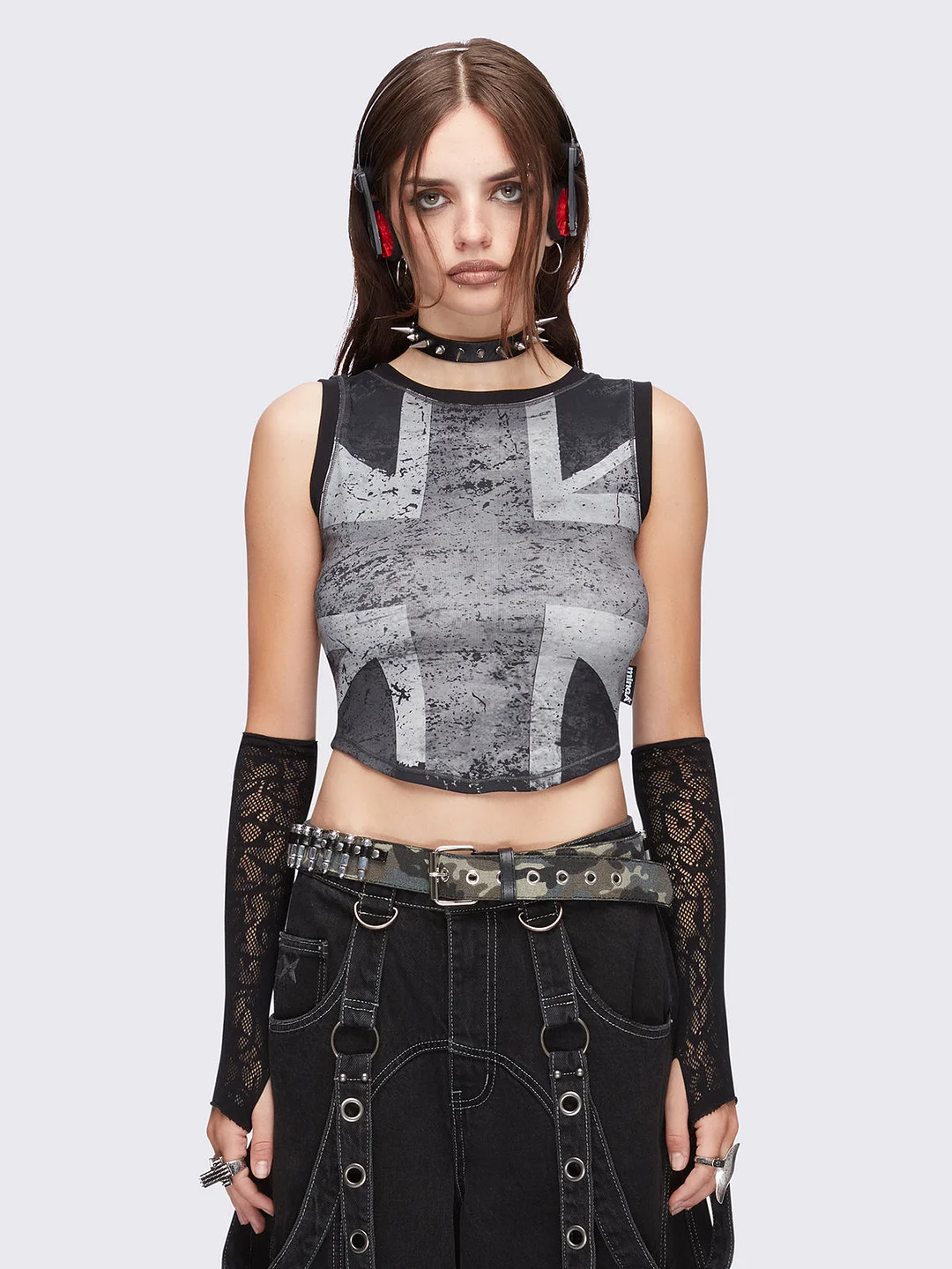 Union Jack Black Vest Top