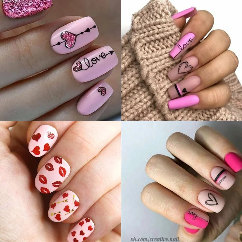 PICT You Valentine's Day Nail Stamping Plates Rose Flower Love Nail Art Plate Stainless Steel Nail Design Stencil Tools-Nail Inspo