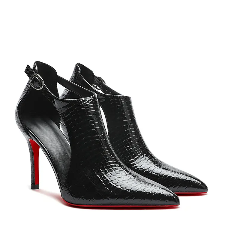 90mm Women's Pumps Red Bottoms Shoes Middle Heels Pointy Toe Dress Croc Stilettos VOCOSI VOCOSI