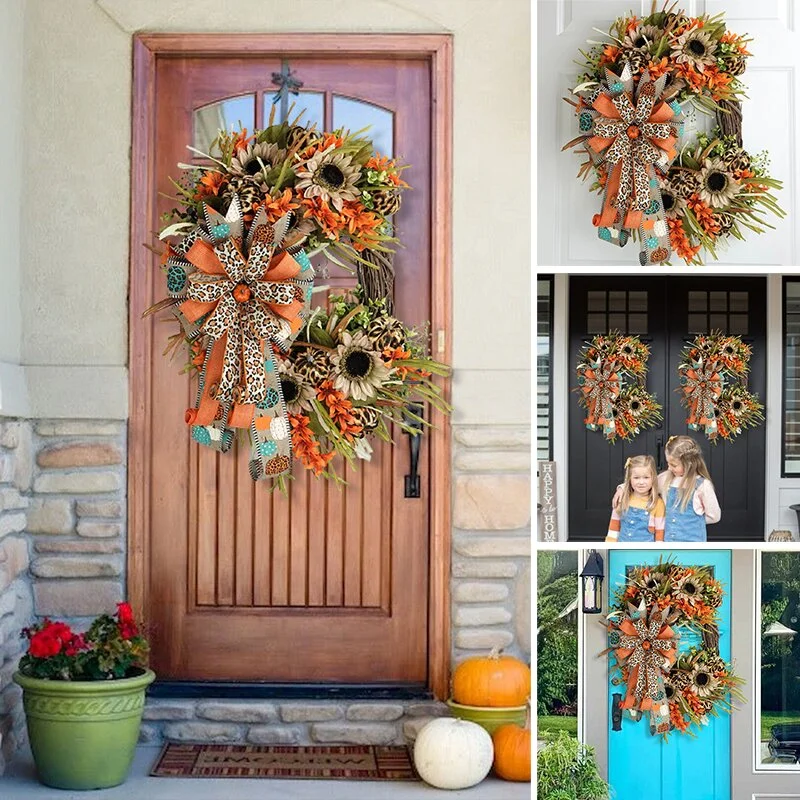 Leopard Sunflower Wreath-Rustic Grapevine Home Decor