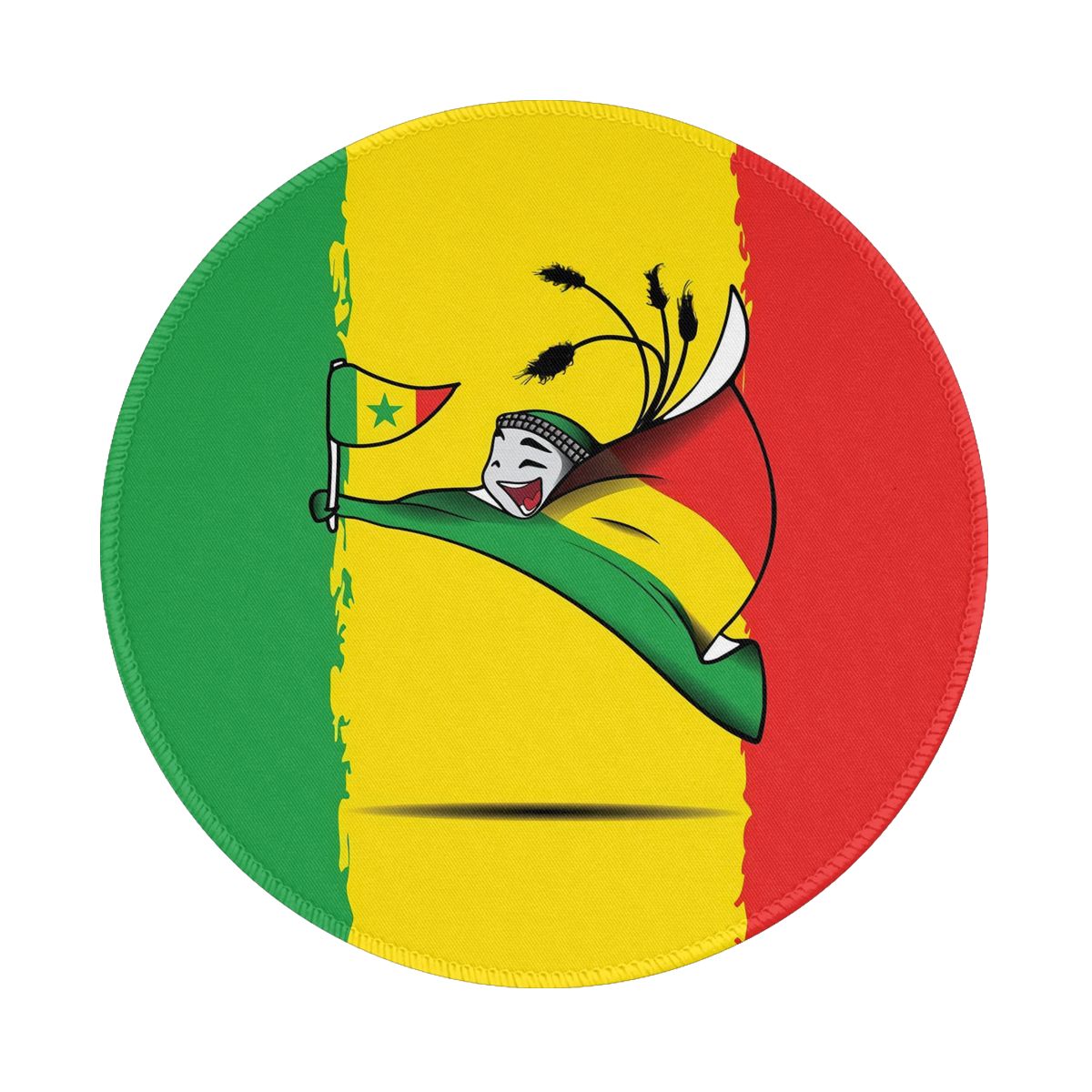 Senegal World Cup 2022 Mascot Round Non-Slip Thick Rubber Modern Gaming Mousepad