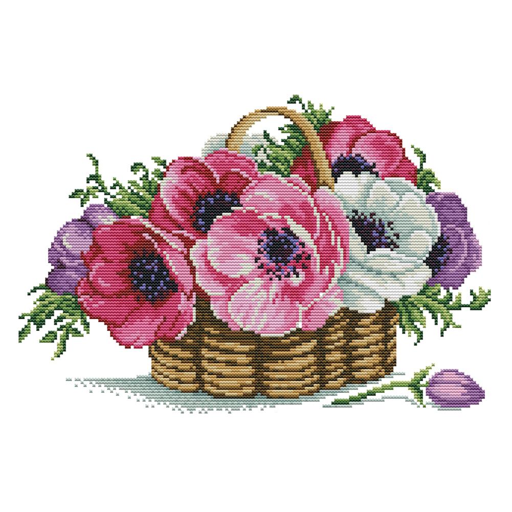 

A Basket Of Flowers - 14CT Stamped Cross Stitch - 37*27cm, 501 Original