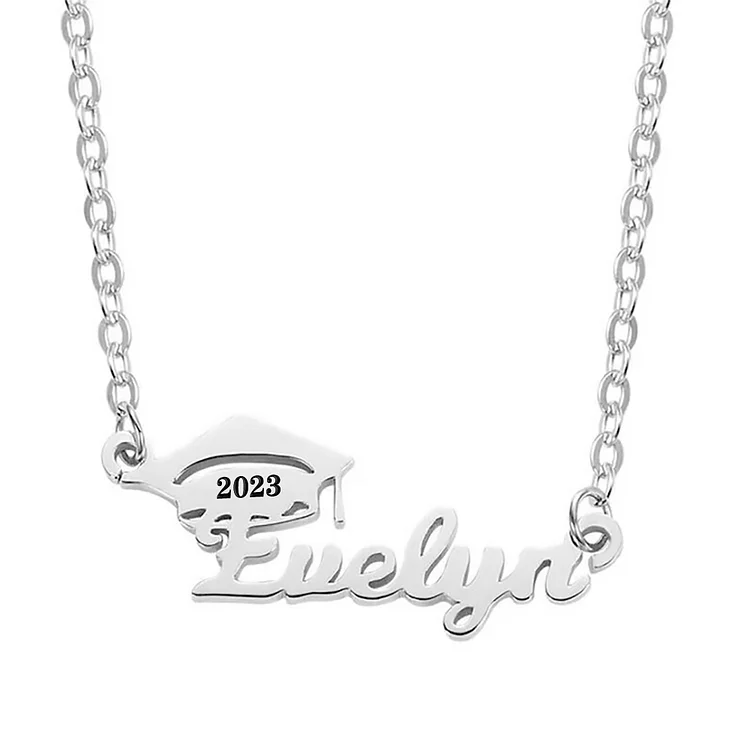 2023 Graduation Gift Personalized Bachelor Cap Name Necklace for Her