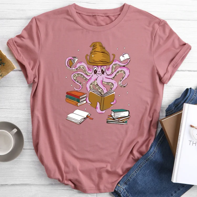 Book Reading Octopus Librarian T-shirt Tee-013684