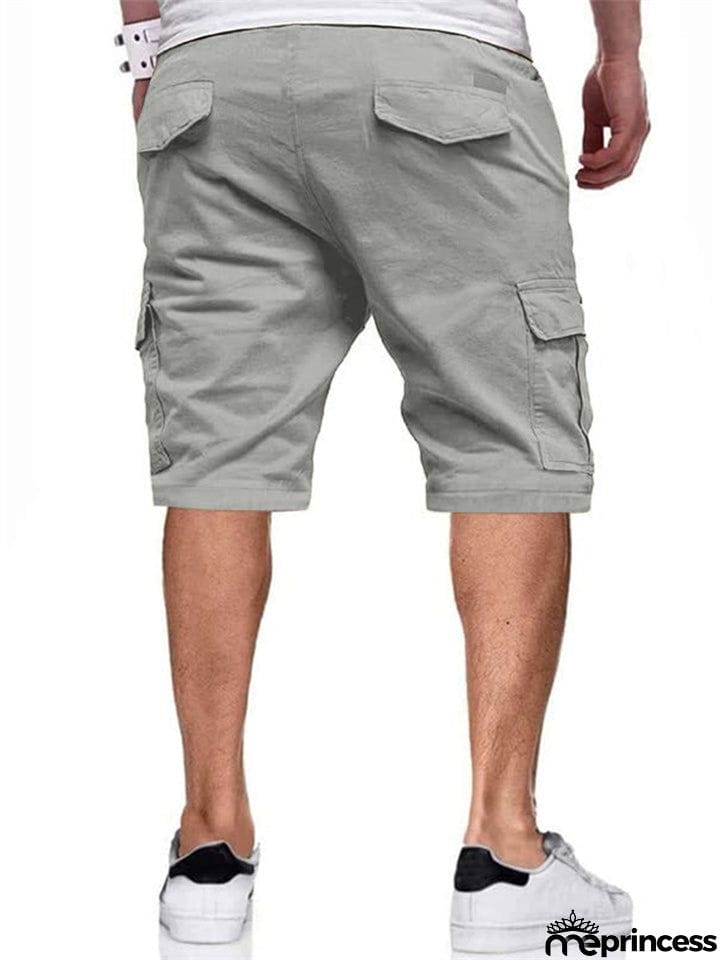 Male Contrast Color Drawstring Casual Summer Shorts