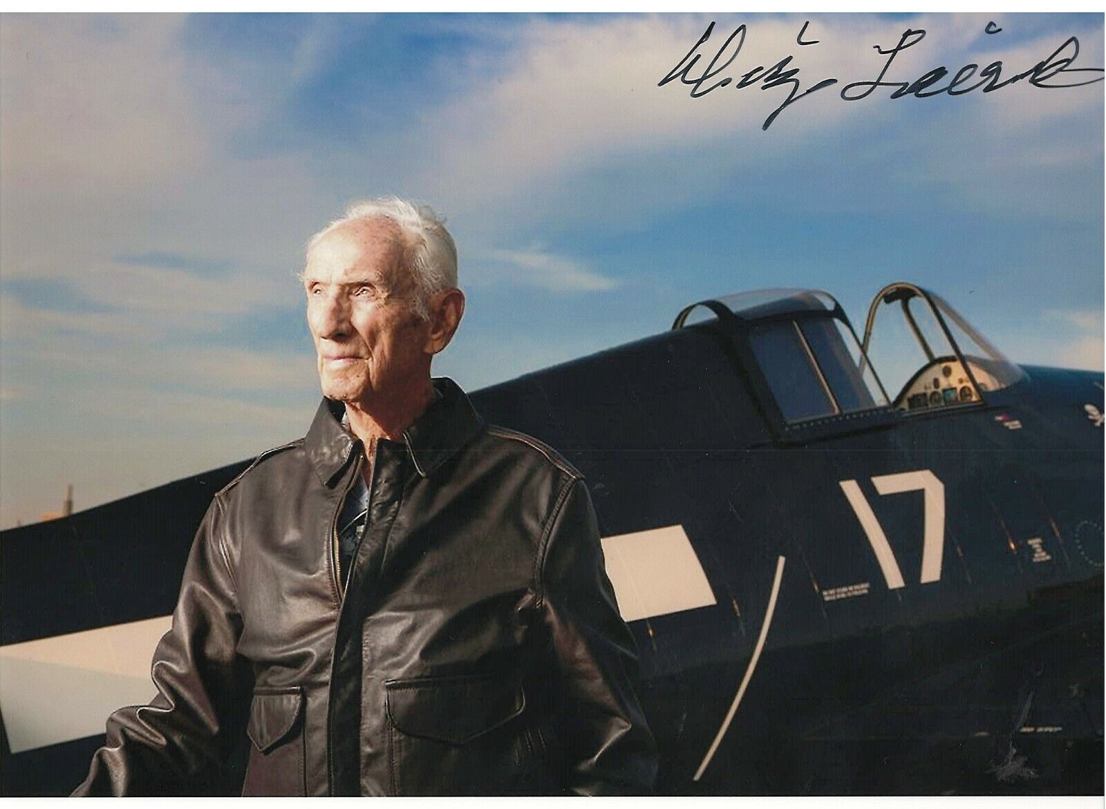 DEANDIZ LAIRD US NAVY ACE SHOT DOWN PLANES IN ETO & PACIFIC RARE SIGNED Photo Poster painting