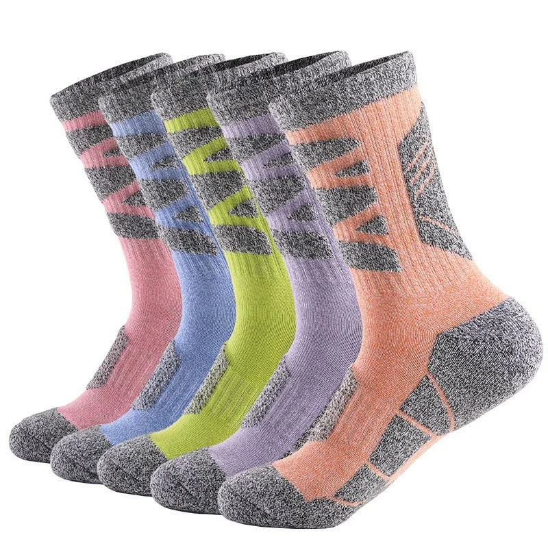 Outdoor Sports Socks With Thickened Towel Sole For Mountaineering Shock Absorption Hiking And Running Mid-tube Socks