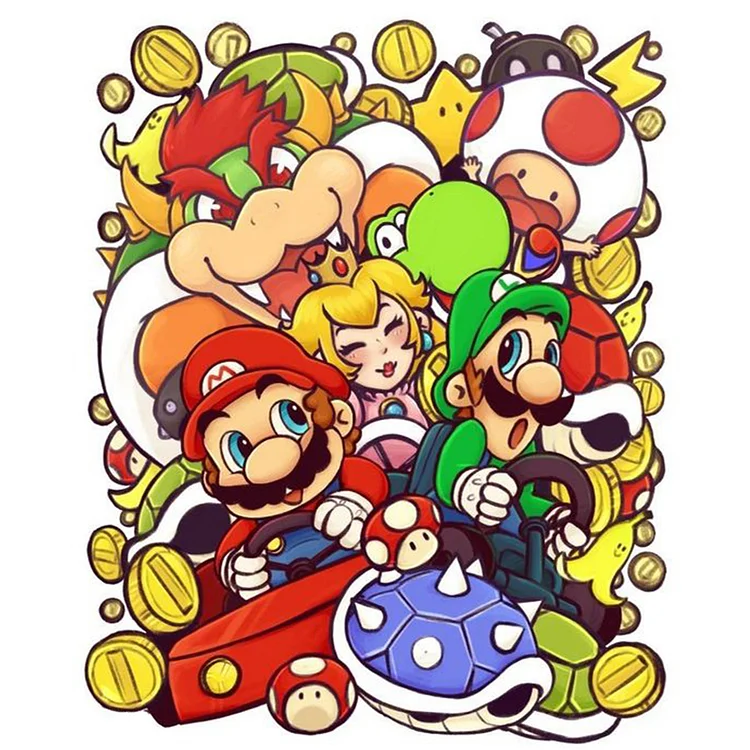 Super Mario Characters 11CT Stamped Cross Stitch 40*50CM