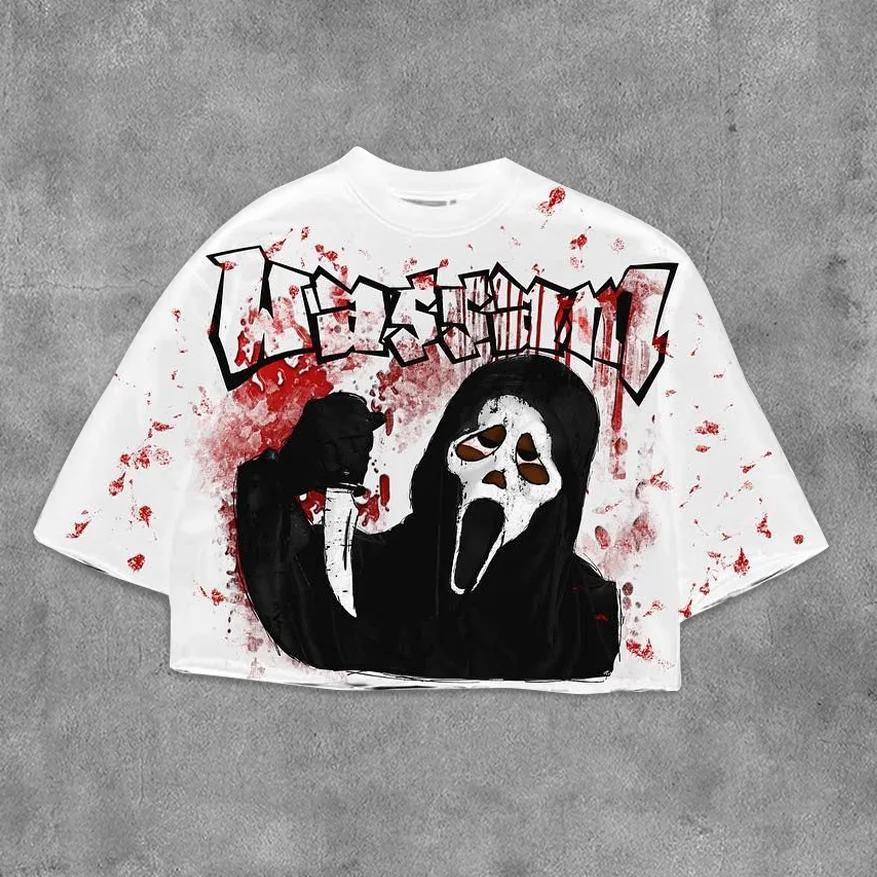 Scream Printed Three-quarter Sleeve T-shirt