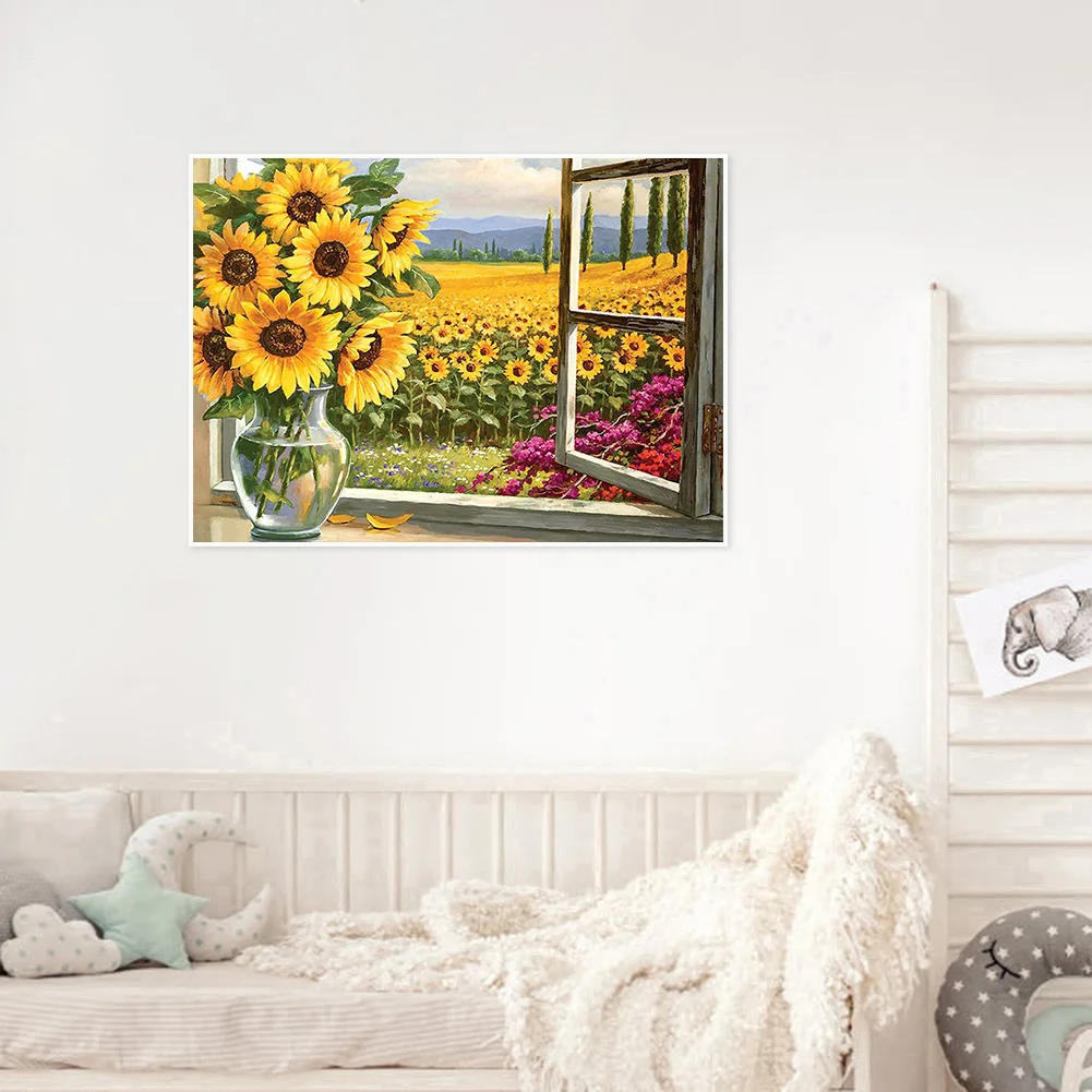 14CT Full Stamped Cross Stitch - Sunflower(Canvas|40*50CM)