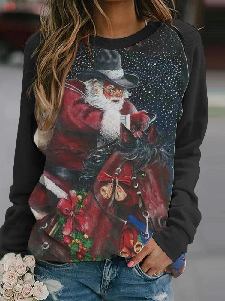 Women's Christmas Cowboy Santa  Sweatshirt