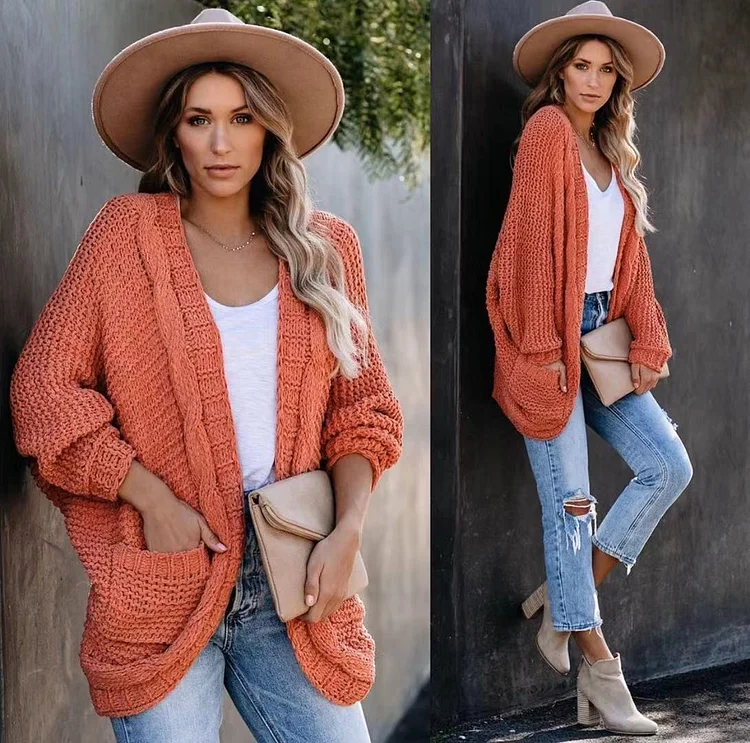 women's thick knitted cardigan coat knitted sweater socialshop