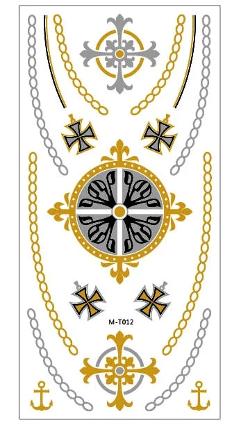 1sheet Indian Arabic body art women metallic temporary Mandala Flash Tattoos necklace sticker gold lace tatoo tatuagem maquiagem