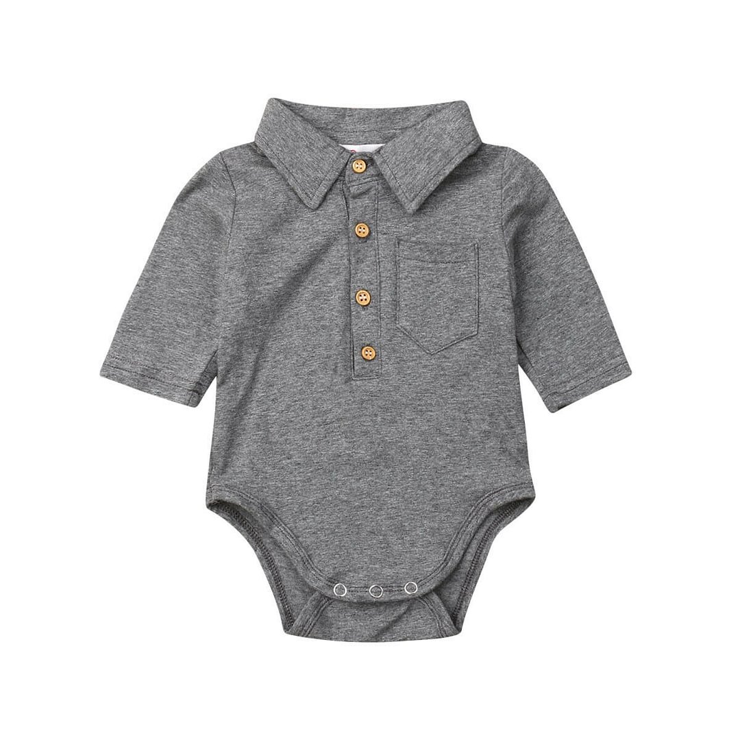 2019 Baby Summer Clothing Infant Baby Boy Gentleman Solid Formal Bodysuit Short Sleeve Turn Down Collar Shirts Jumpsuit Set