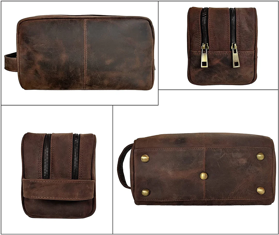 Genuine Leather Travel Toiletry Bag