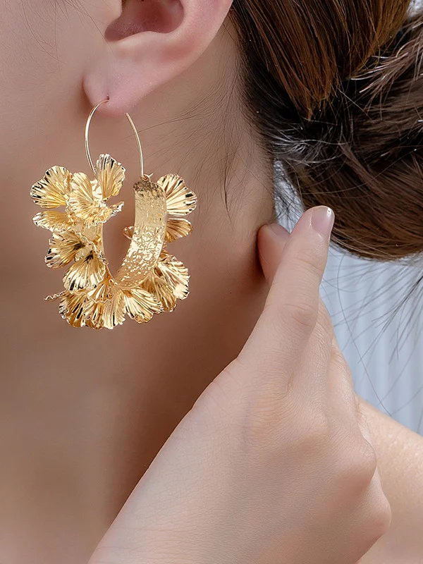 Flower Shape Geometric Earrings Accessories Drop Earrings