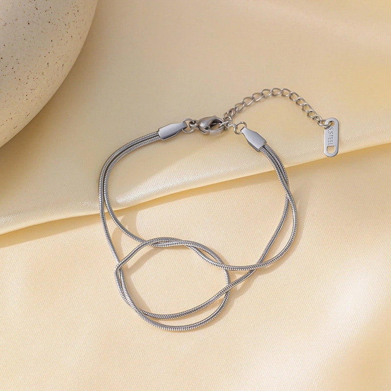 Casual Minimalist Eye Flower Butterfly Titanium Steel Zircon Bracelets In Bulk