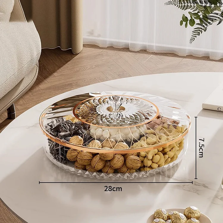 Exquisite Gift - Luxury High Transparency Diamond Texture Compartment Snacks & Fruit Tray
