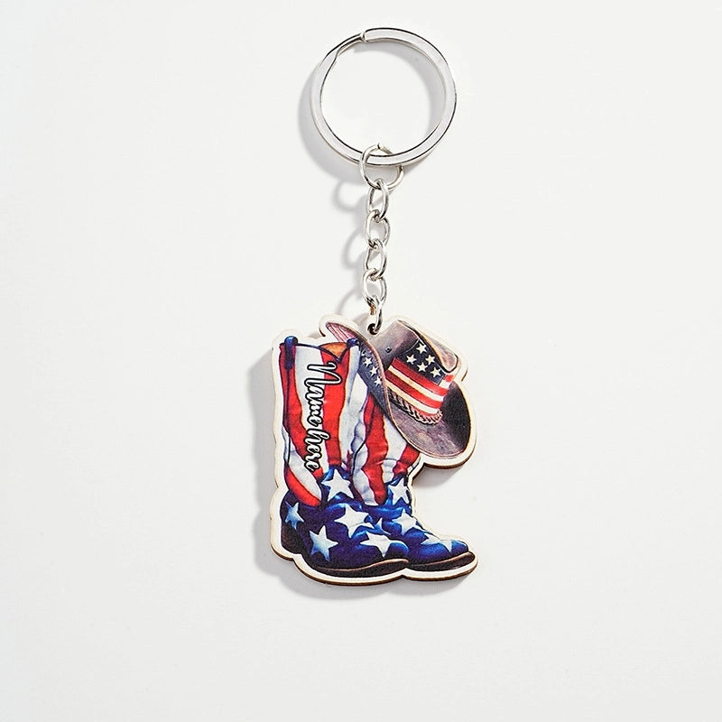 Retro Cowboy Style Shoe Metal Unisex Bag Pendant Keychain