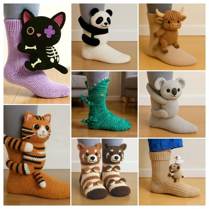 Hughug 3D Knit Animal Socks