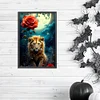 Diamond Painting-DIY Full Round Drill Night Lion Red Rose(40*60M)