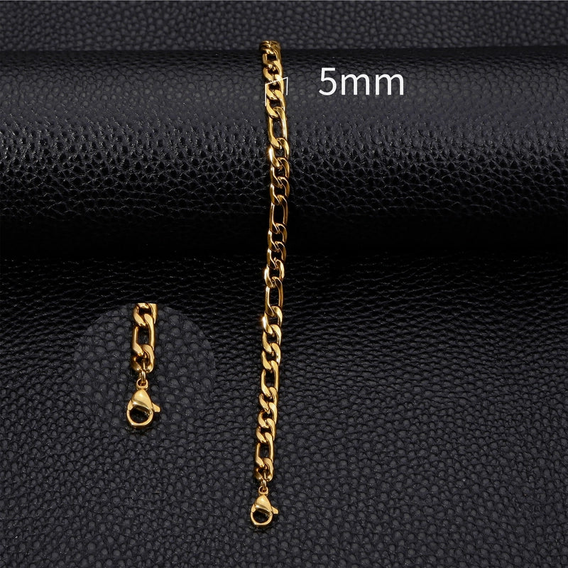 Hot Sale 3/5/7/9/11mm Classic NK3:1 Stainless Steel 18K Cuban Bracelet Unisex